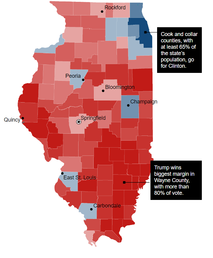 Illinois 2016 County Election Map 