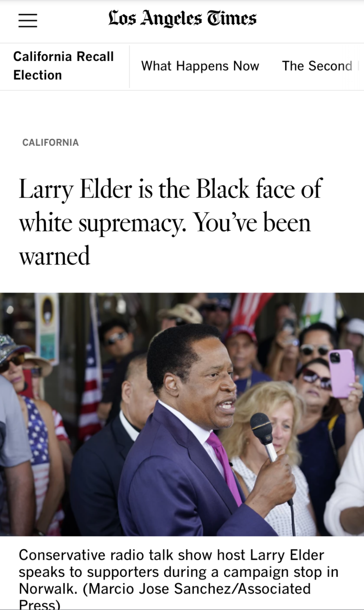 Los Angeles Times attacks Larry Elder with racist colum