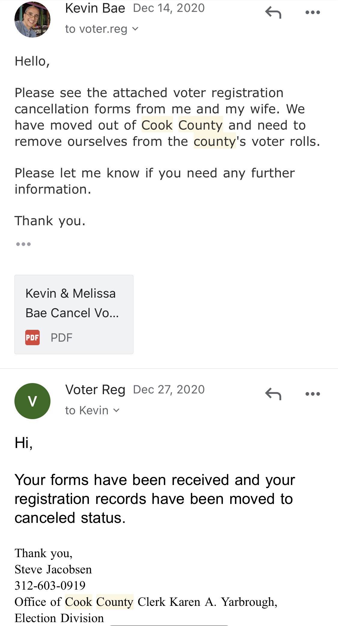 Once a voter in Cook County Illinois always a voter in Cook County