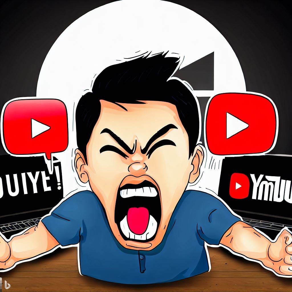 Angry Asian man screaming at YouTube